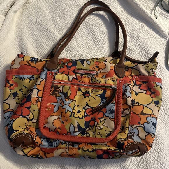 Franco Sarto Floral Spring Shoulder Bag Purse Multicolor Zip Pockets - Picture 1 of 5